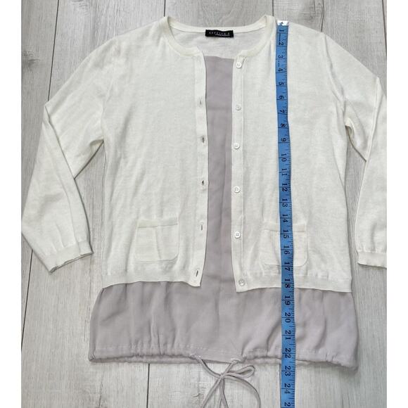 Effetto F sz XS US 2 Cashmere & Silk Sweater 3/4 Sleeves Ivory / Taupe Italy - Picture 12 of 16